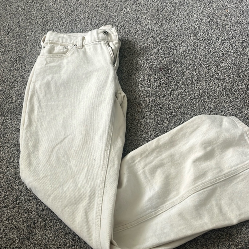 Edikted low rise slight flare off white jeans